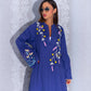 Elegant Embroidery Purple Linen Abaya dress