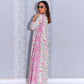  Floral Pattern Pink Abaya dress