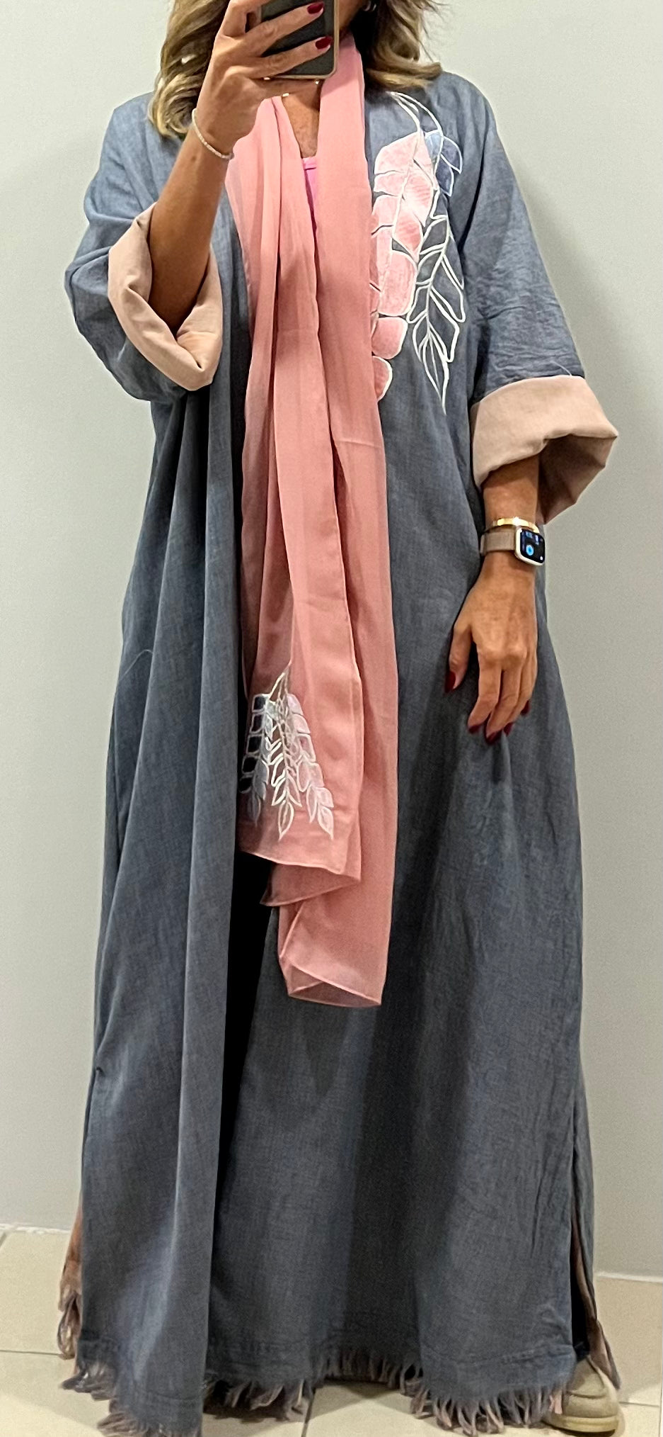 Leaf style dandy Cotton Abaya