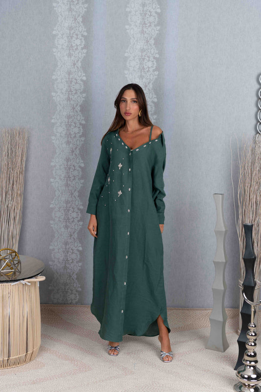 Ghinwa cotton green dress