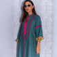 Green Hot Pink Linen Abaya