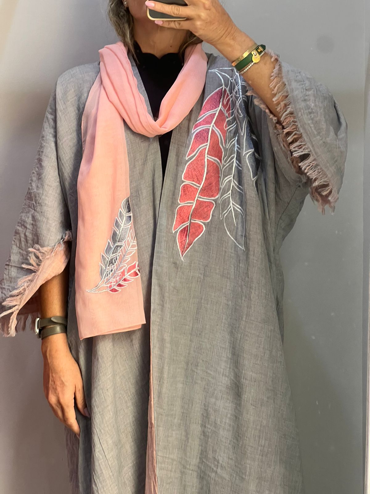 Leaf style dandy Cotton Abaya