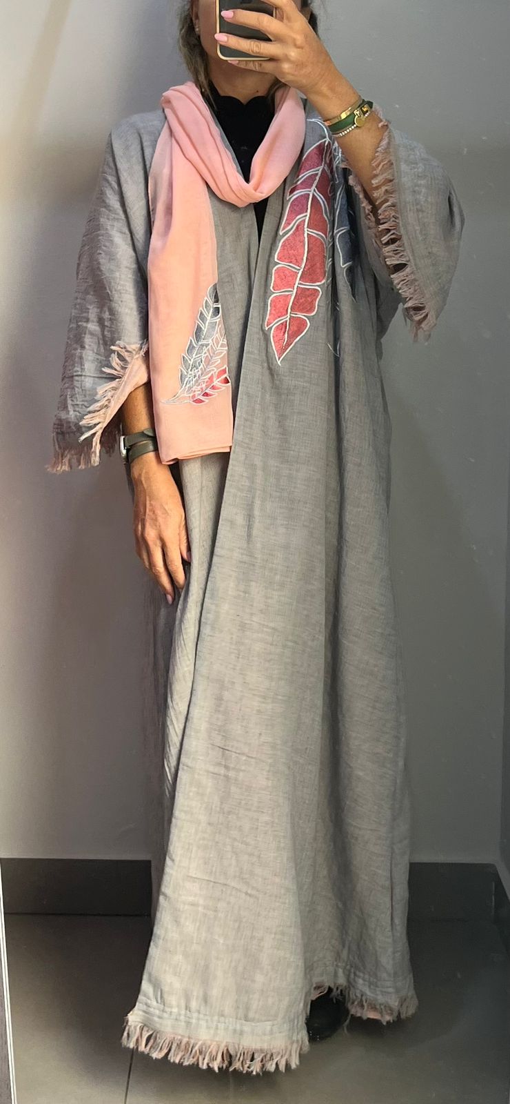 Leaf style dandy Cotton Abaya