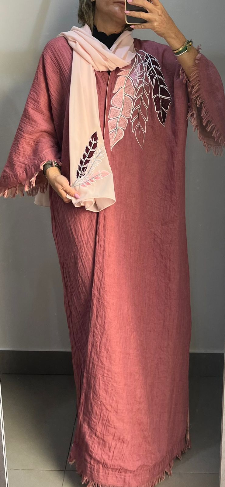 Leaf style dandy Cotton Abaya