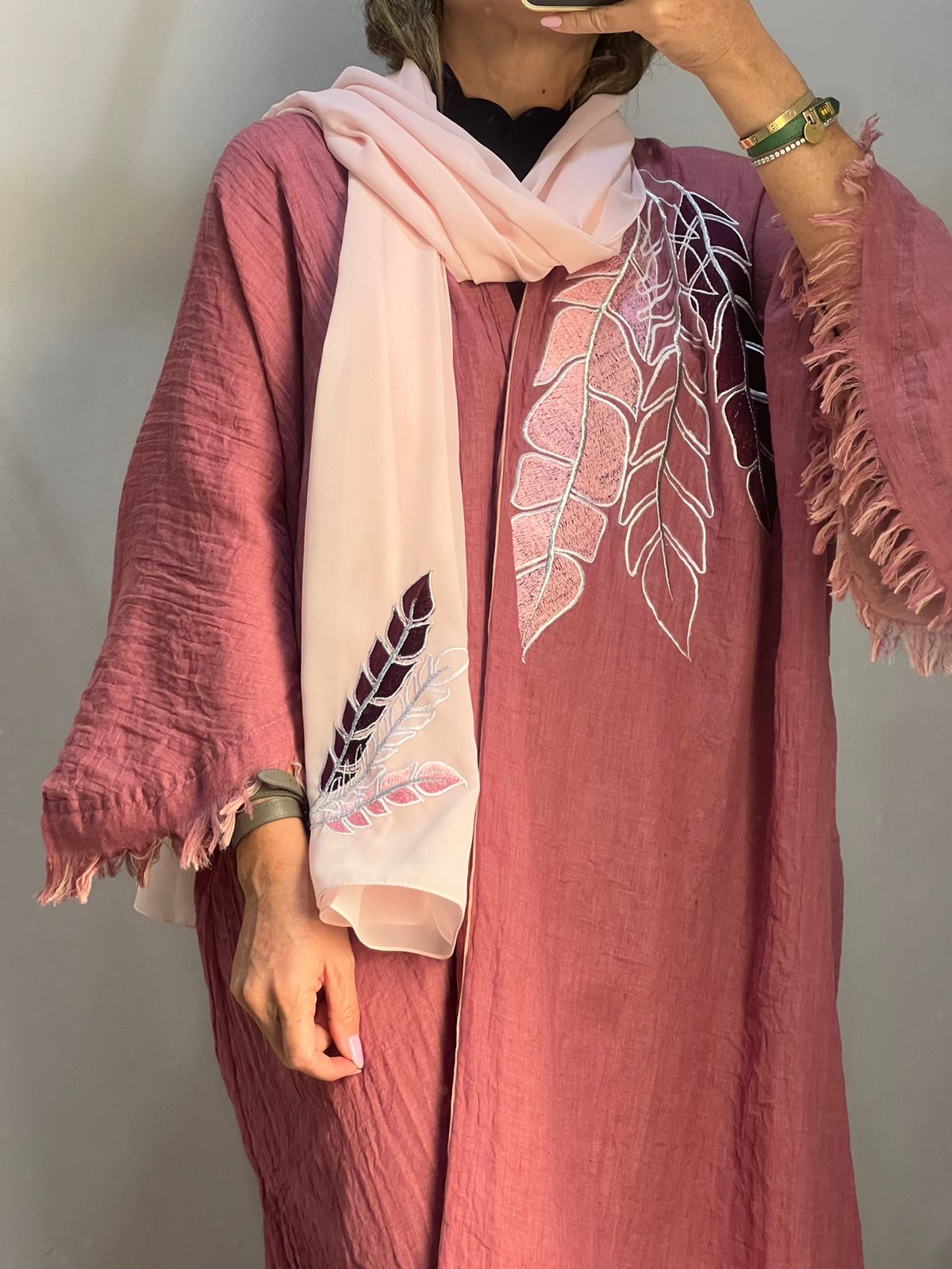 Leaf style dandy Cotton Abaya