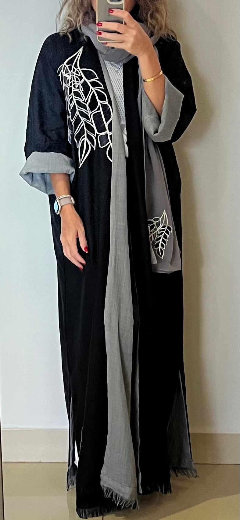 Leaf style dandy Cotton Abaya