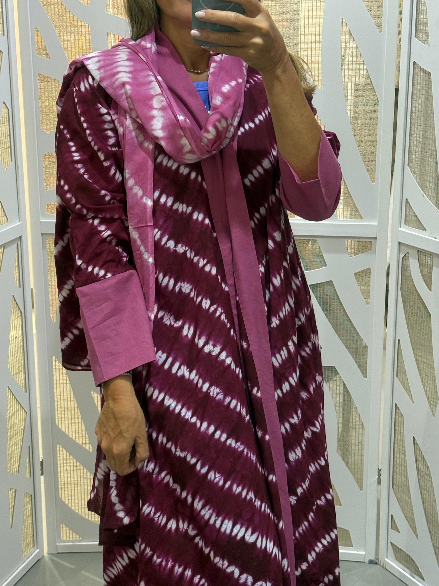 Print Indian pink abaya