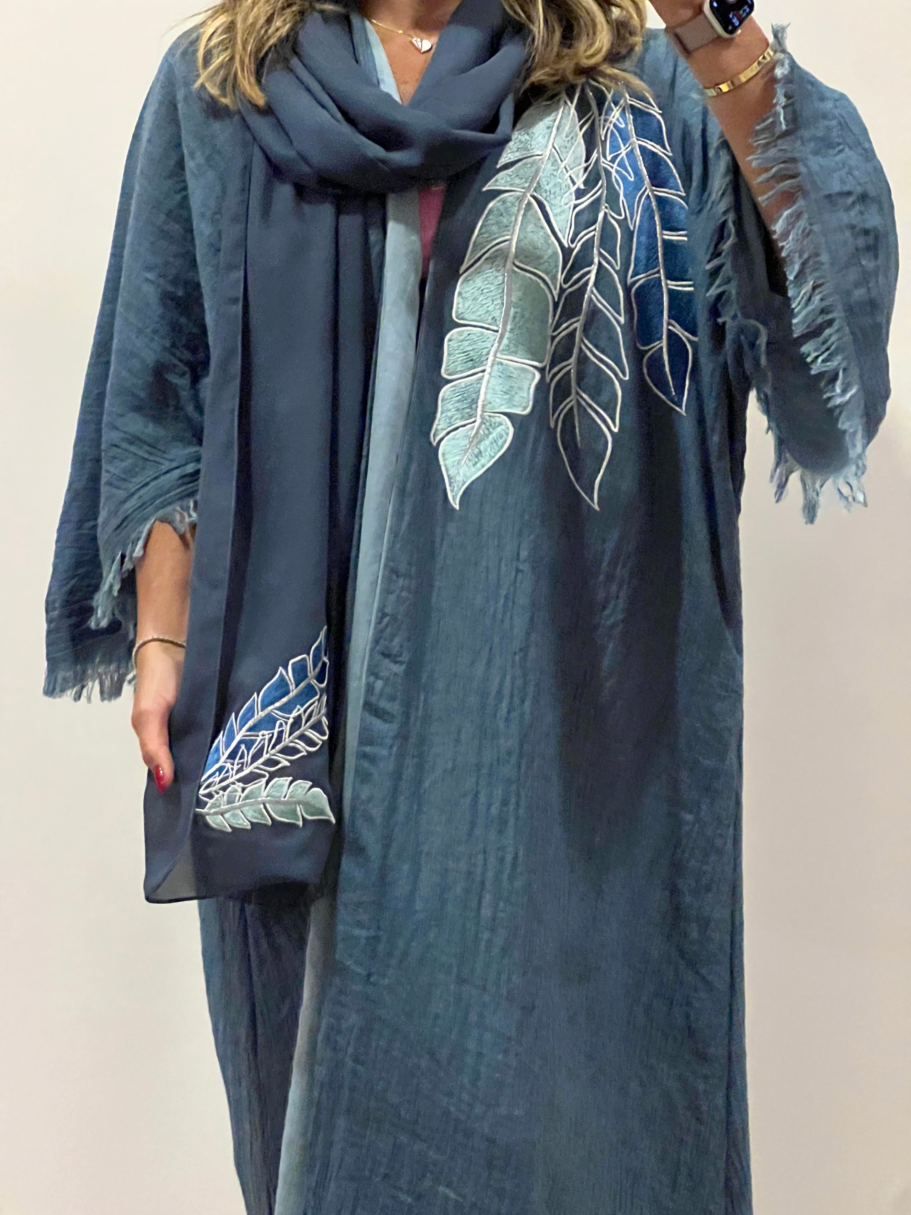 Leaf style dandy Cotton Abaya