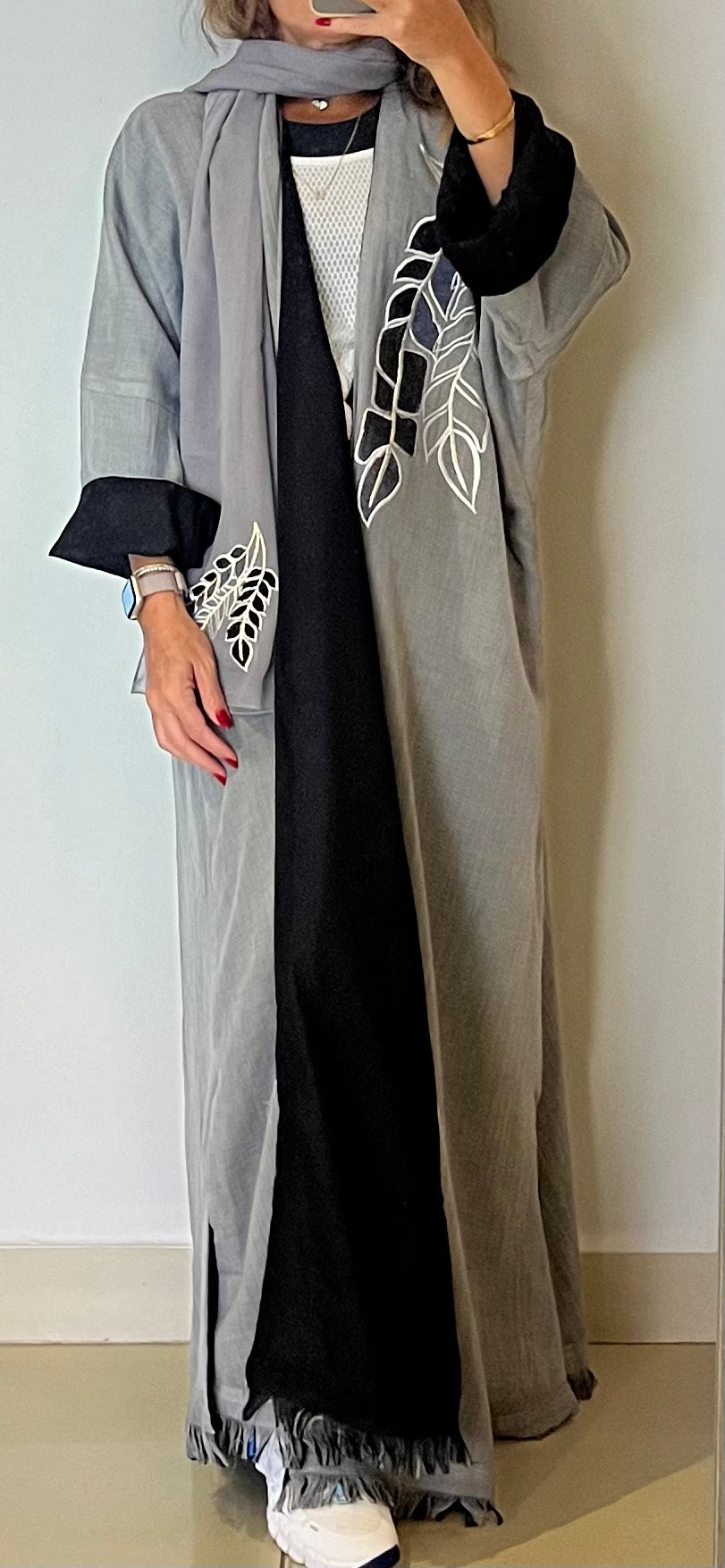 Leaf style dandy Cotton Abaya