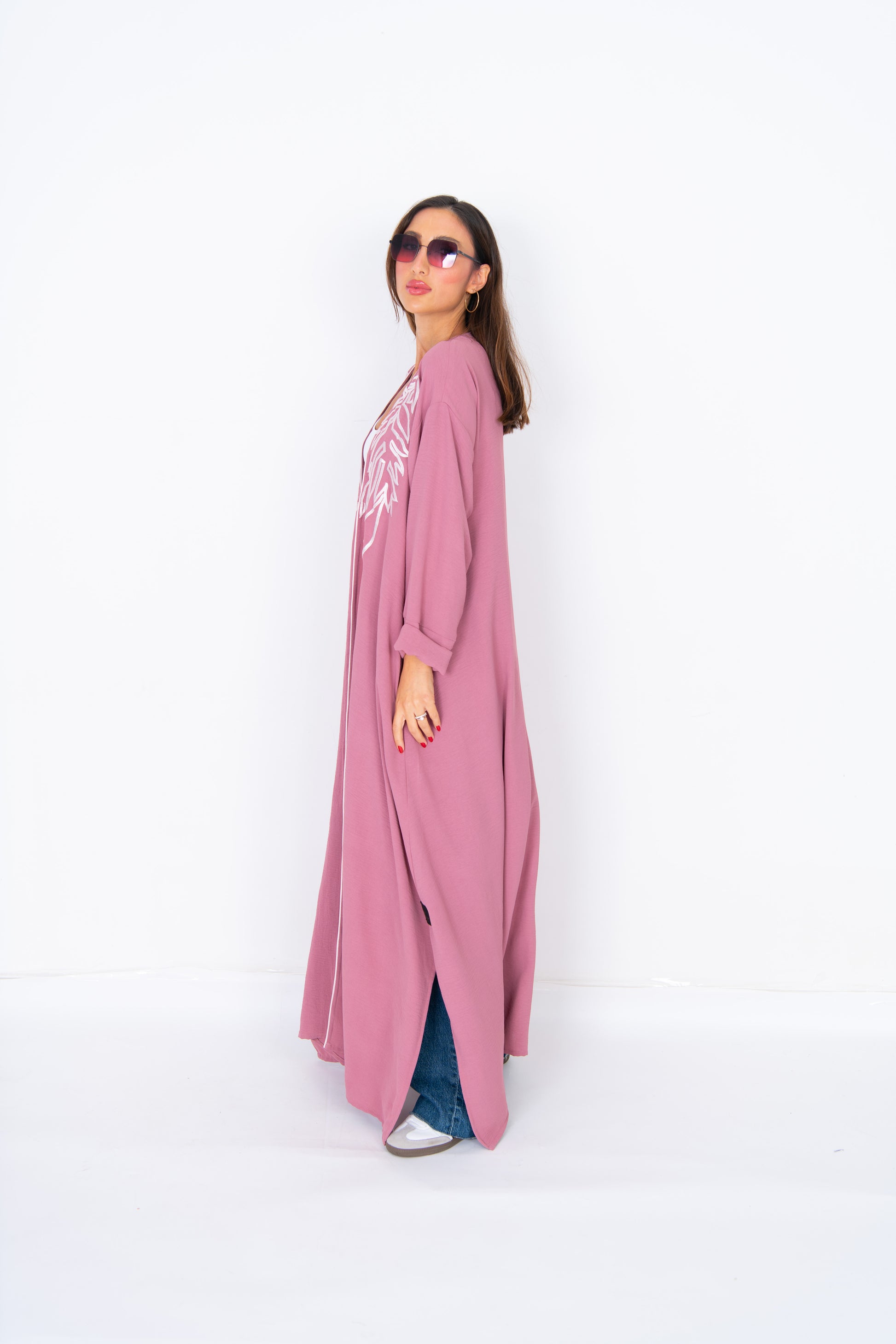 Layla Dusty Pink Crepe Abaya