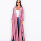 Layla Dusty Pink Crepe Abaya with White Embroidery
