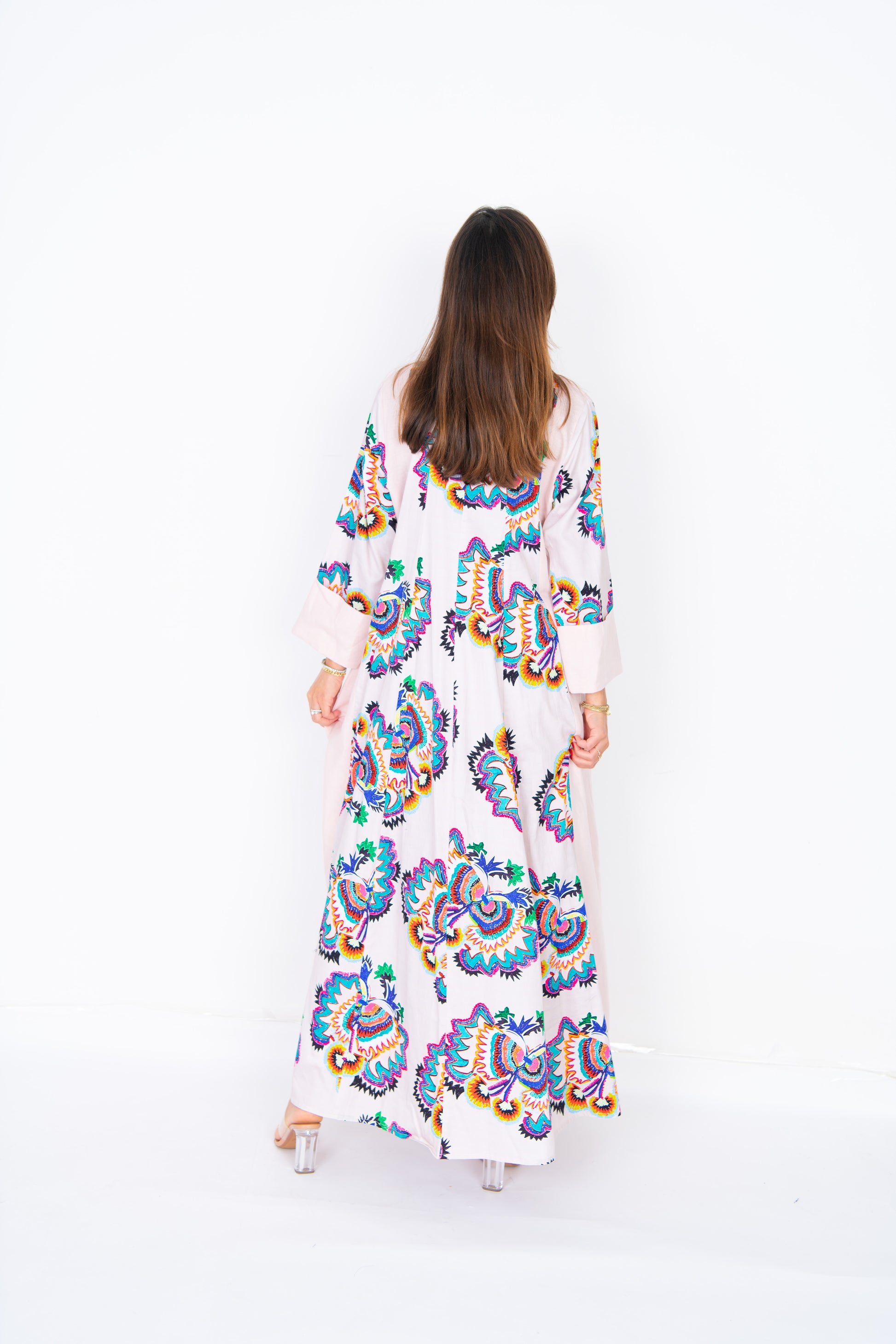 Lollibuter Abaya White with Colorful Embroidery