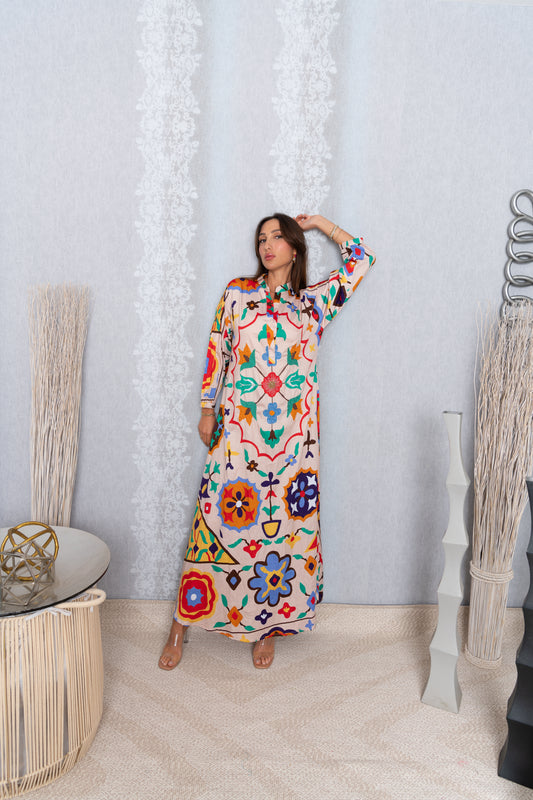Mayya beaded cotton dress