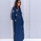 Midnight Blue Cotton Abaya with Golden Star