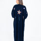 Navy Velvet Abaya & Star Embellishments