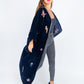 Navy Velvet Abaya with Star Embellishments