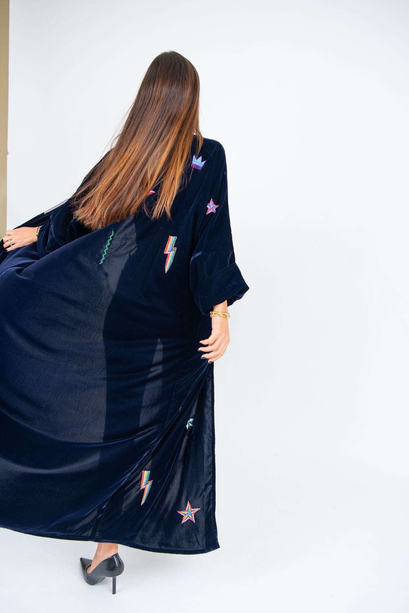 Navy Velvet Abaya dress