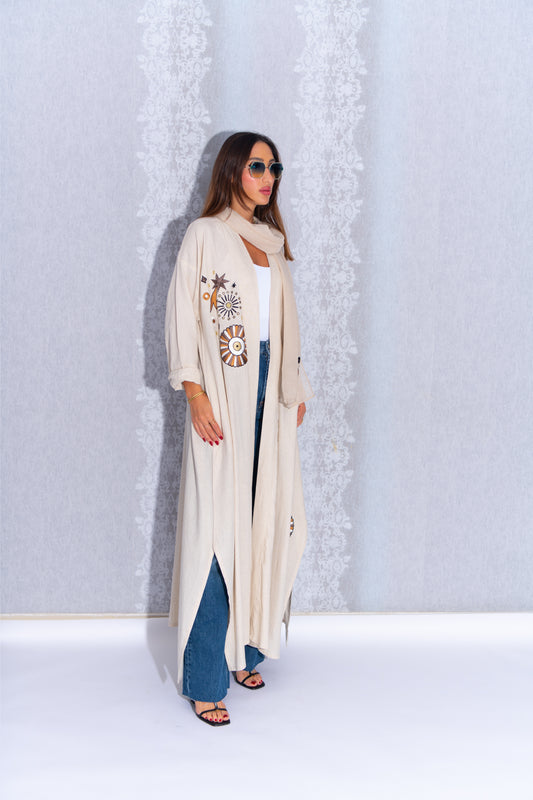 Off-White Linen Abaya dress