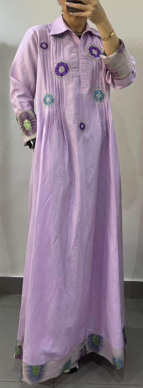 Ohoud Linen purple Dress