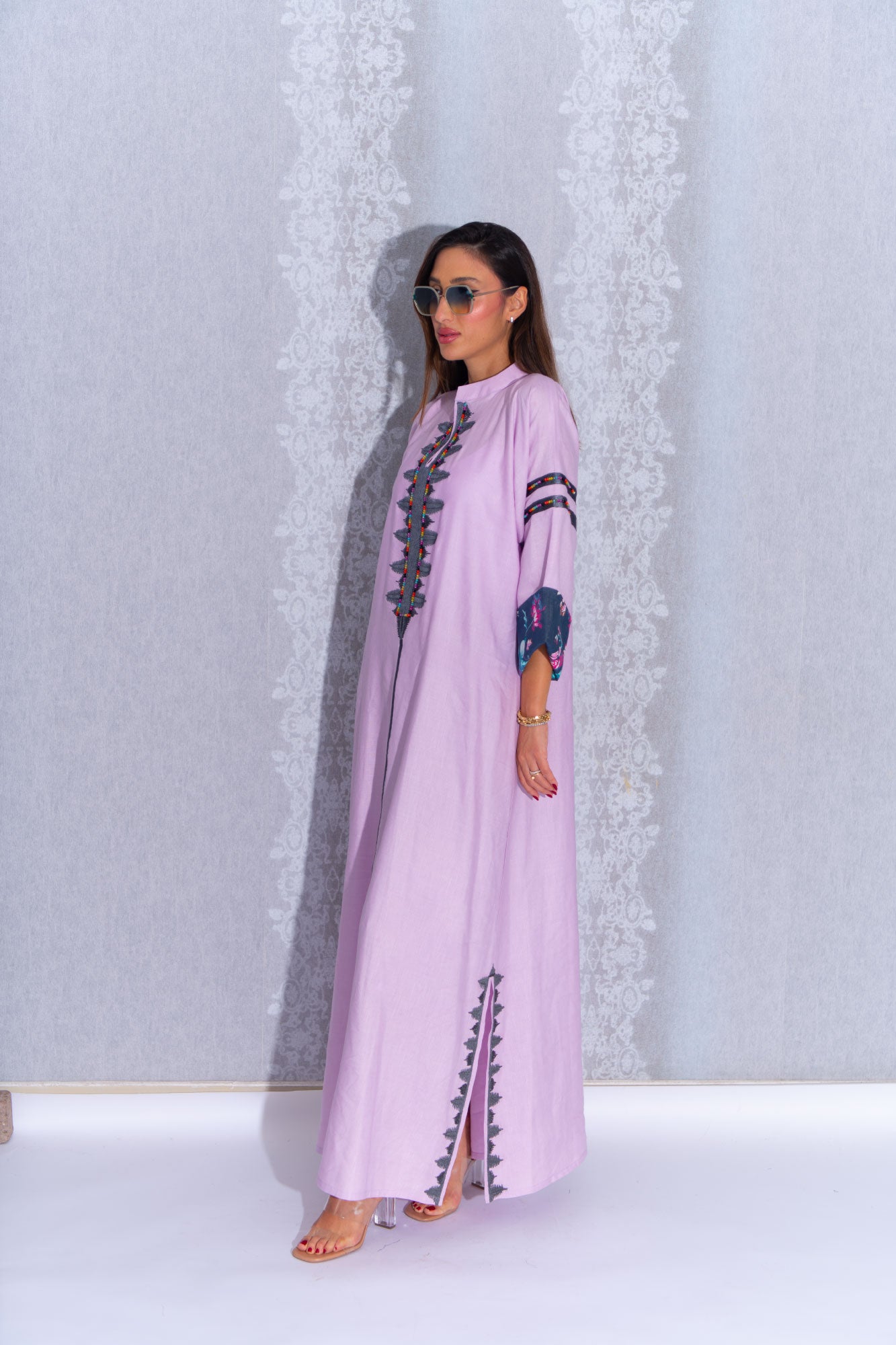 Pink Linen Abaya dress