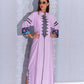 Pink Linen Abaya with Tribal Accents