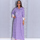 Purple Lava Tree Cotton Abaya with Floral Hem