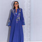 Purple Linen Abaya with Elegant Embroidery