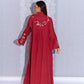 Red Brick Linen Abaya with Tree Embroidery