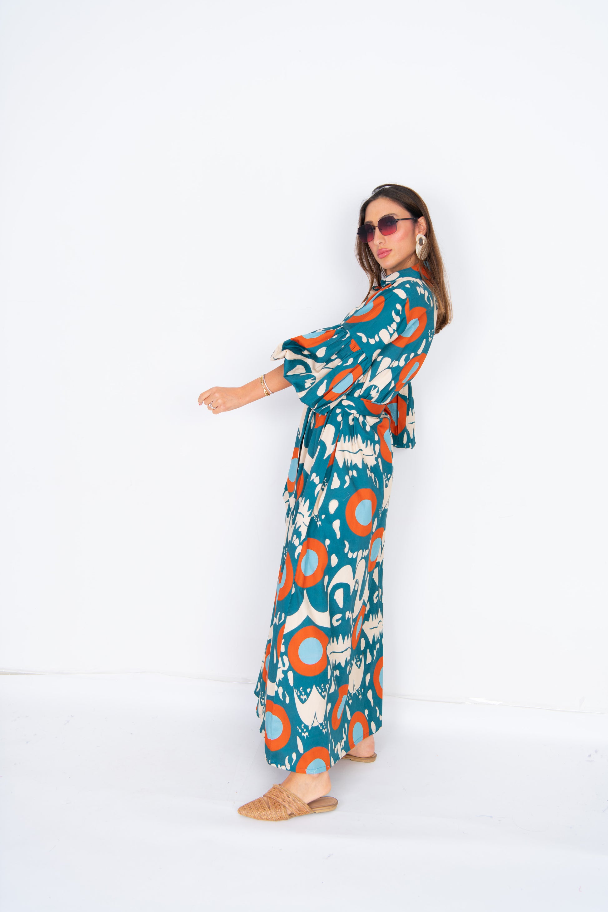 Ronda Retro-Inspired Geometric Maxi Dress