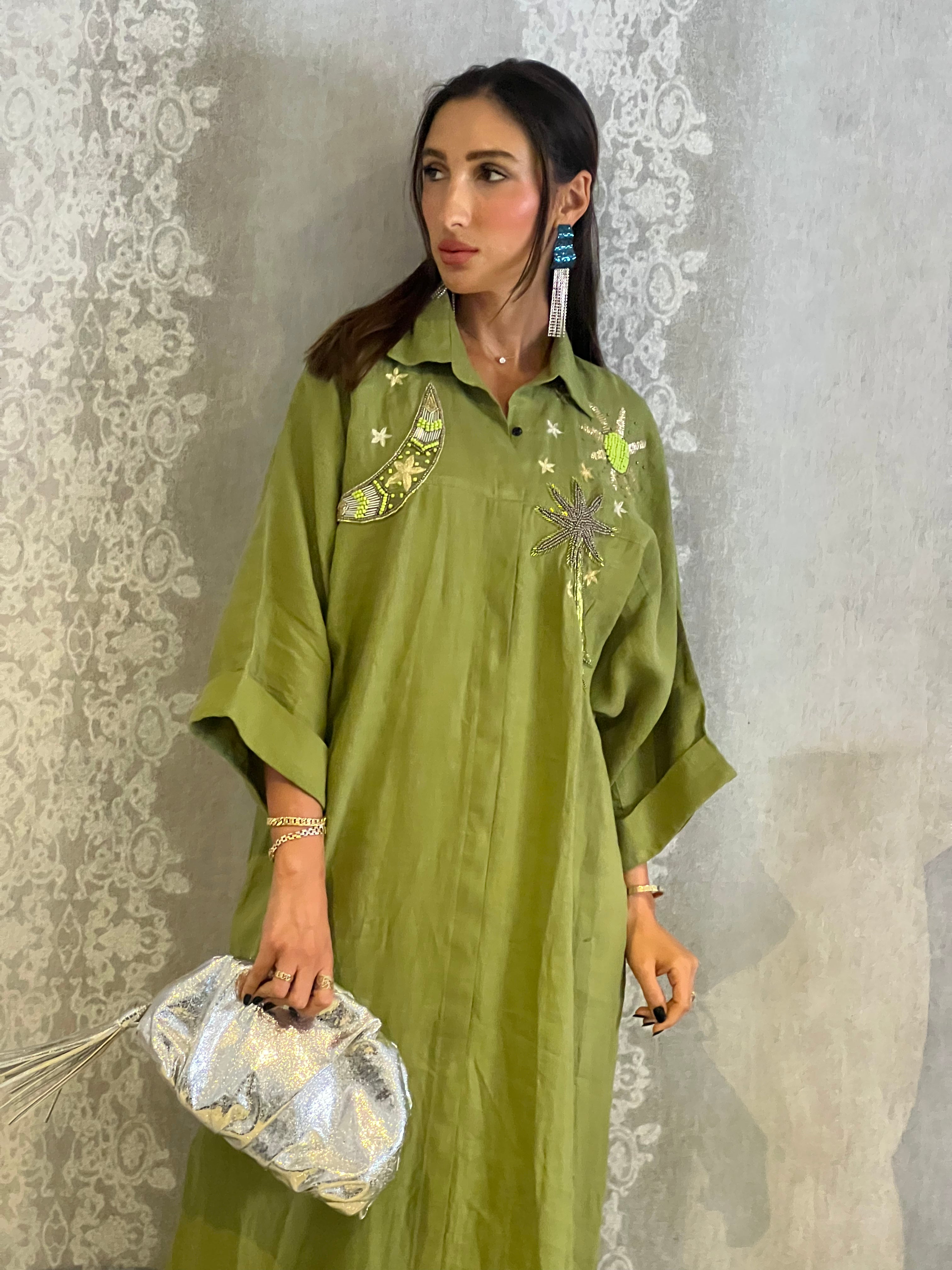 Shine Up Tawb light green Abaya dress