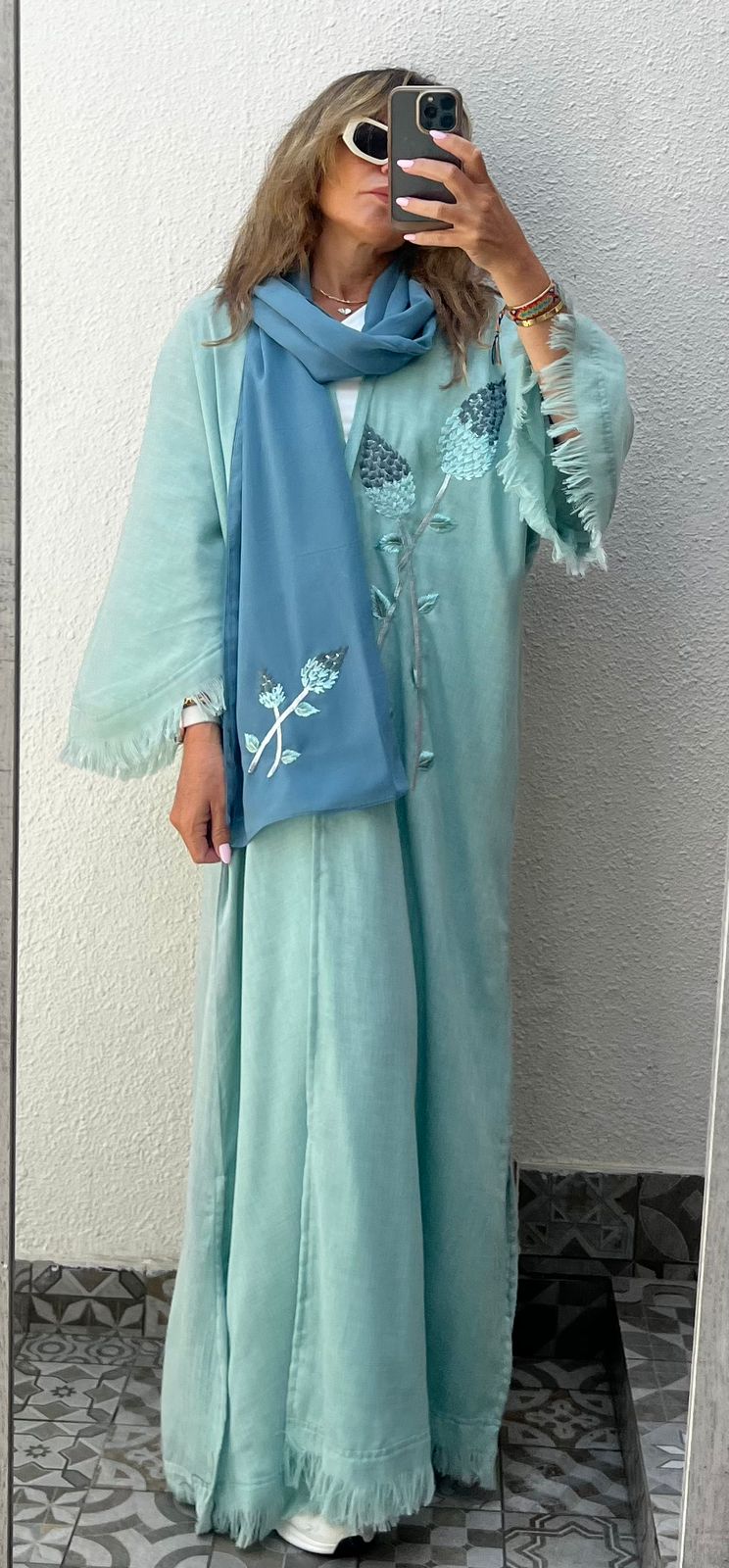 Sunbola cotton green abaya