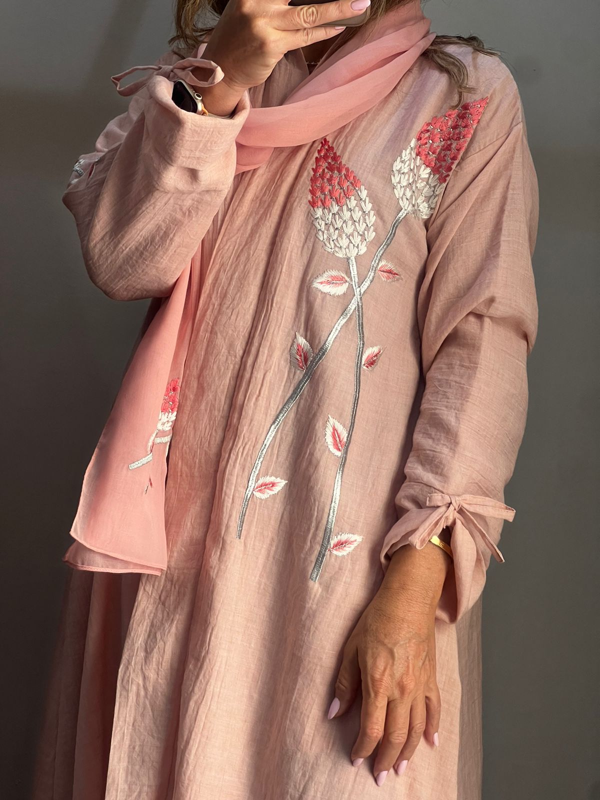 Sunbola cotton light pink abaya