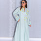Tiffany Linen Abaya with Pastel Embroidery Detailing