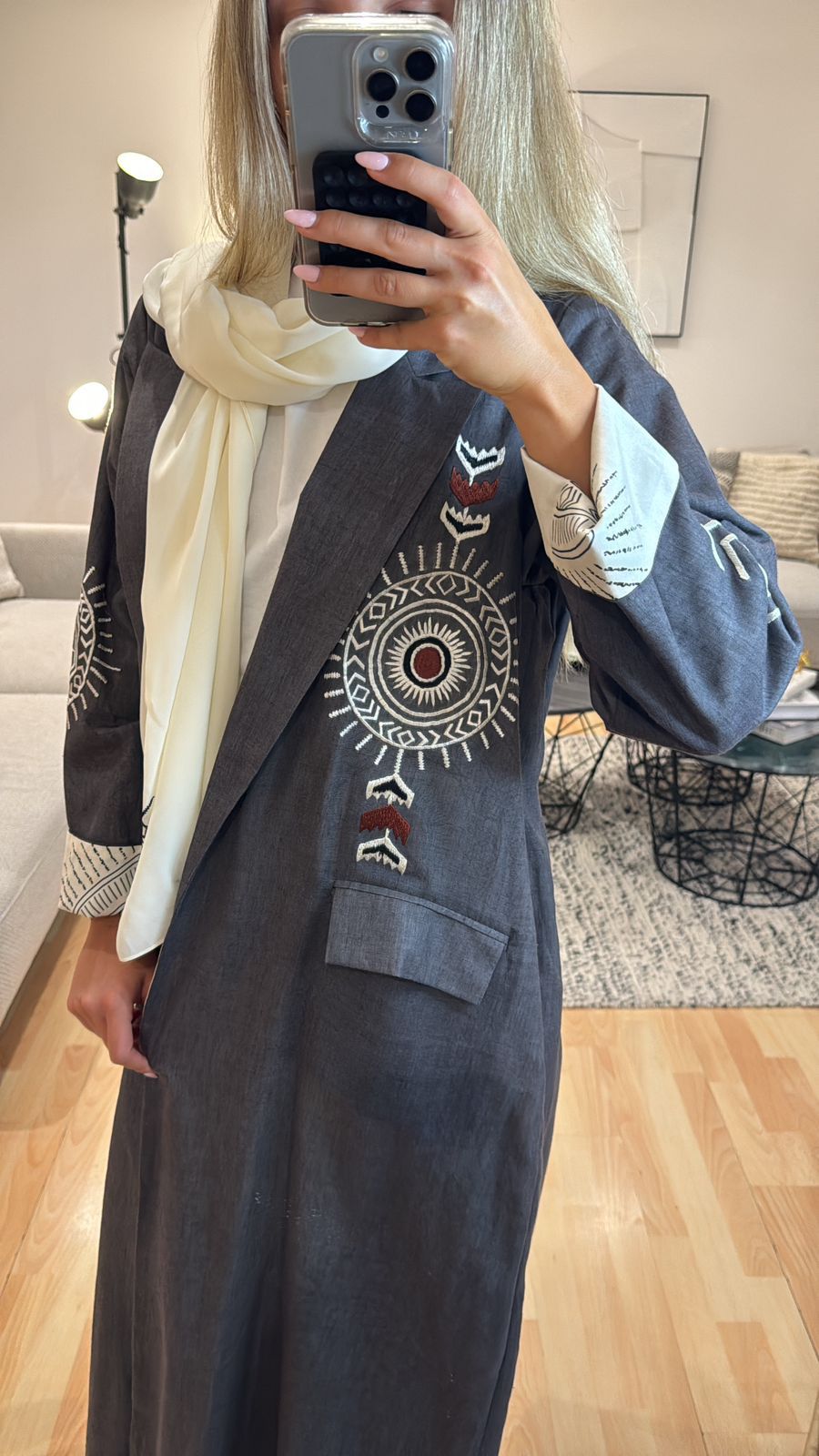 Tribal Gray abaya dress