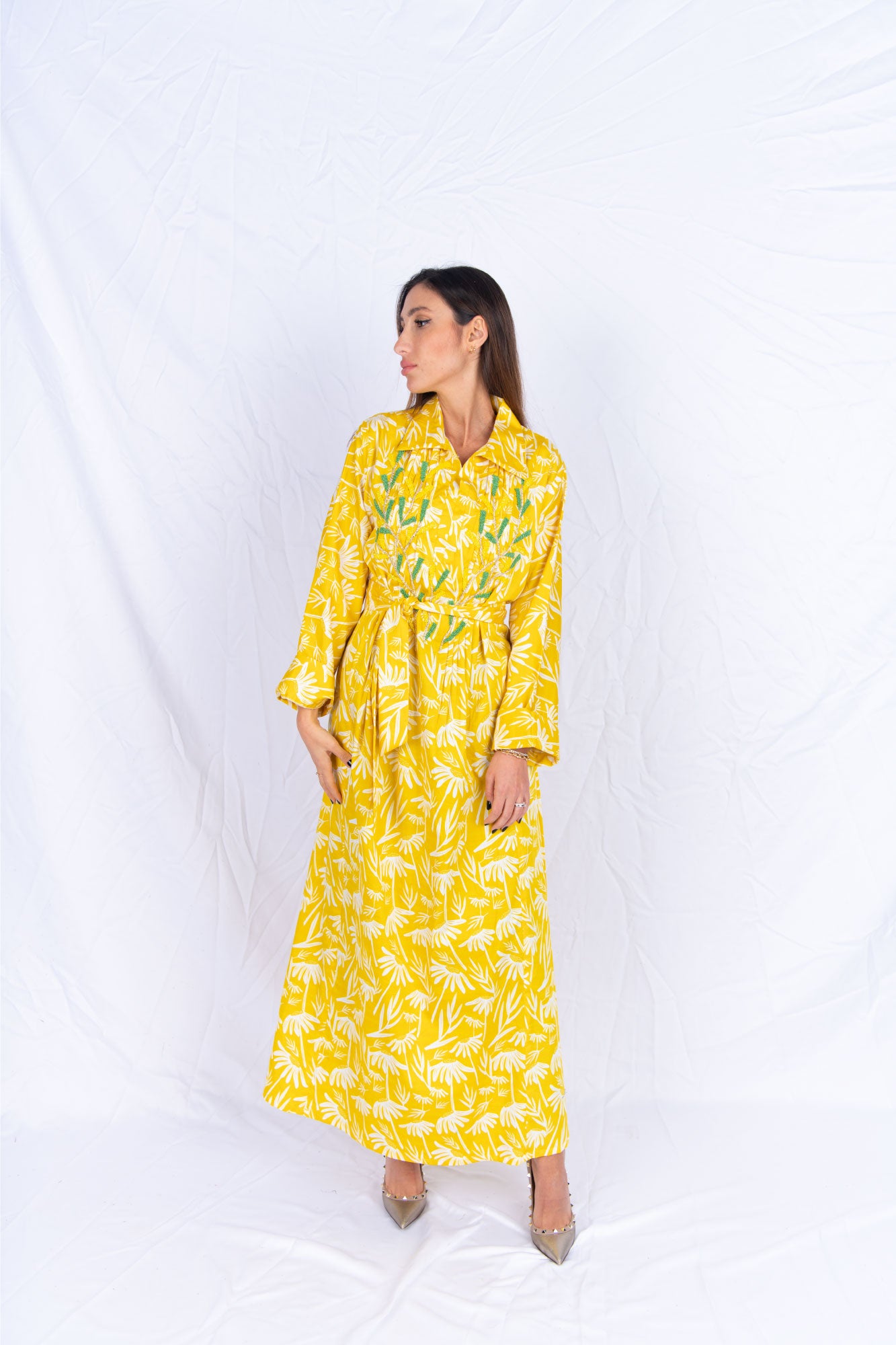 Vibrant Yellow Linen Abaya