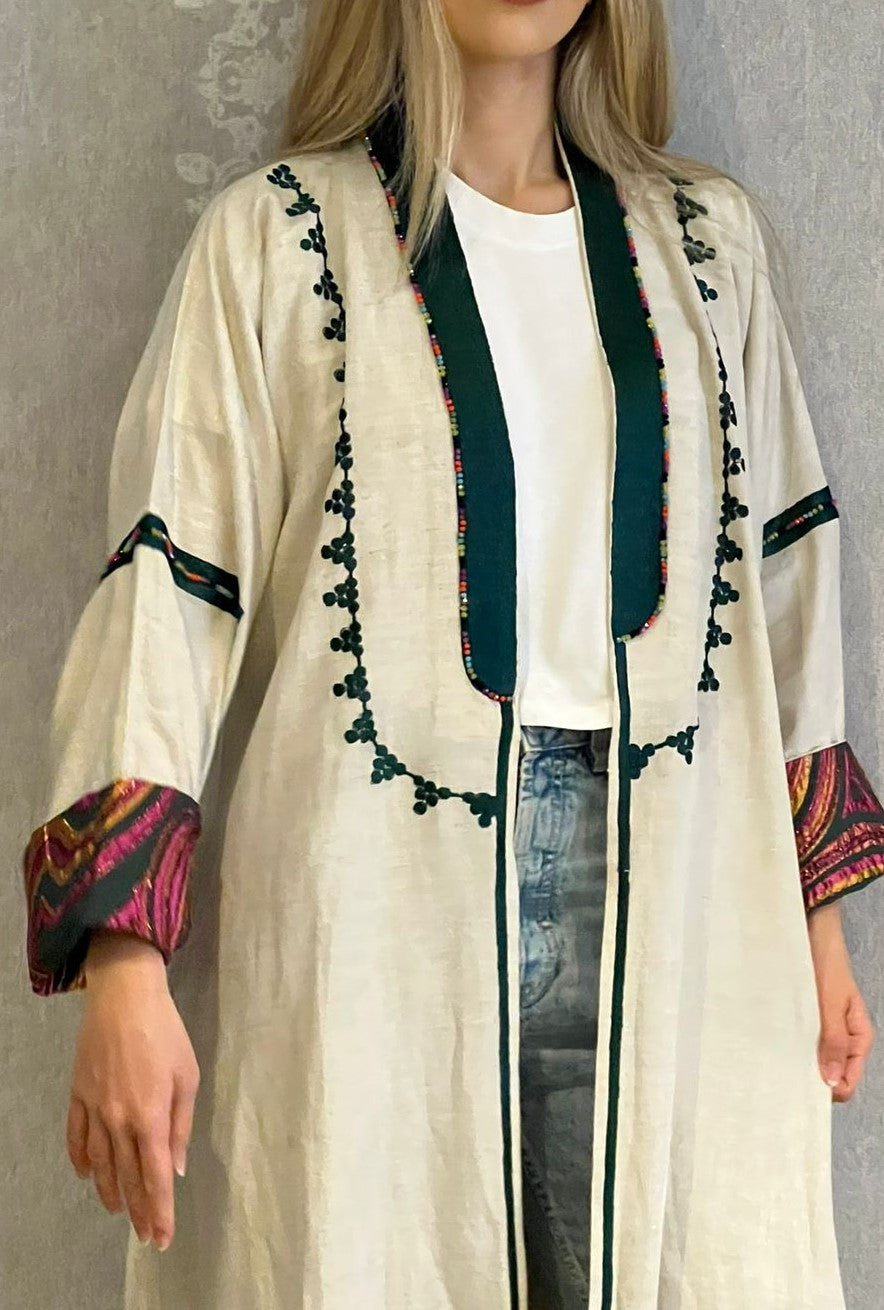 Viscose Fabric cream Abaya dress
