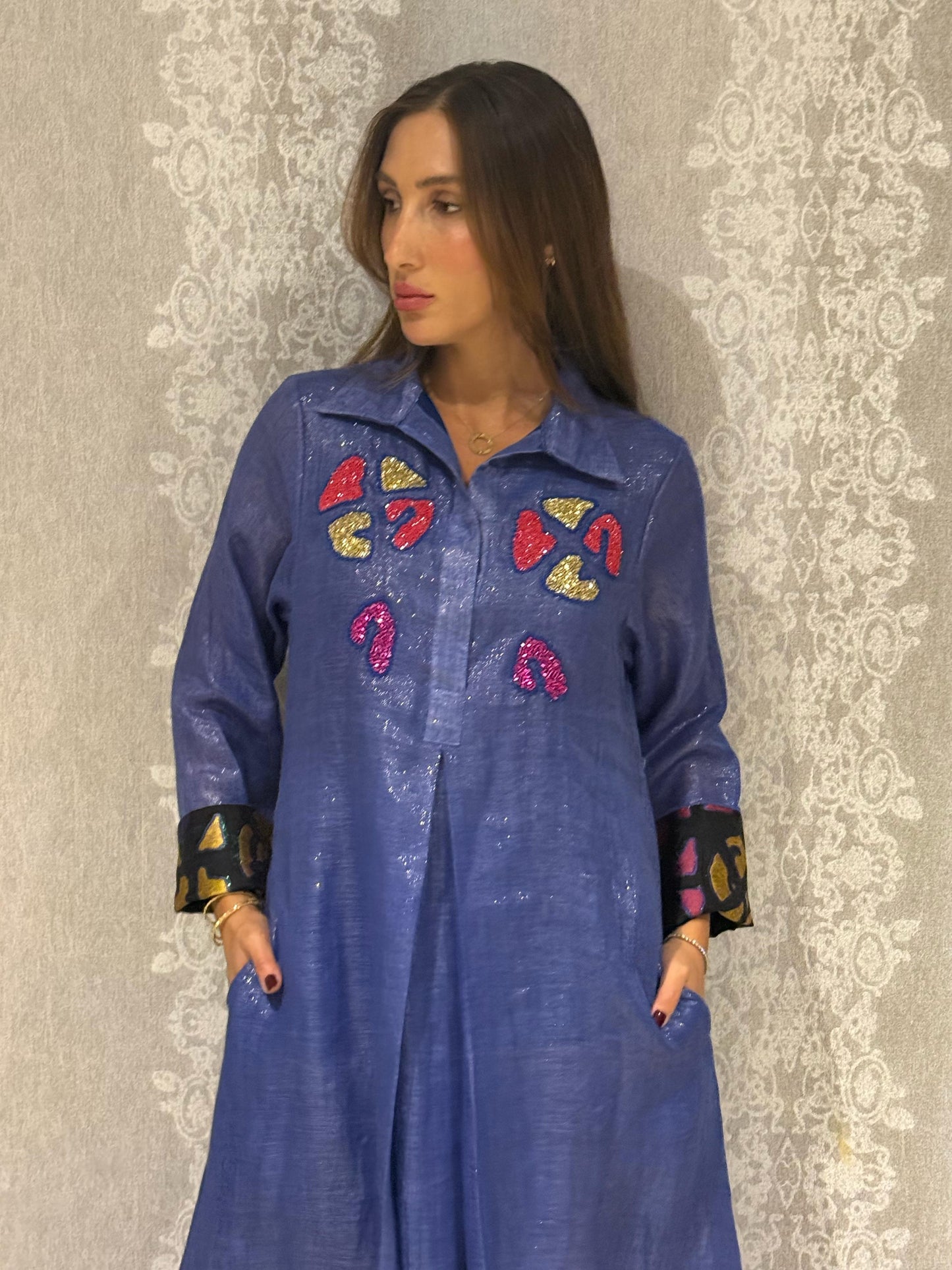 Metallic blue dress