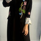 Floral Embroidered Black Abaya with Contrast Cuffs