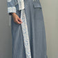 Light Denim Blue Abaya with Palm Leaf Embroidery and Printed Lining