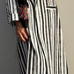 Striped Embroidered Abaya