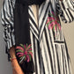 Striped Embroidered Abaya