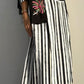 Striped Embroidered Abaya