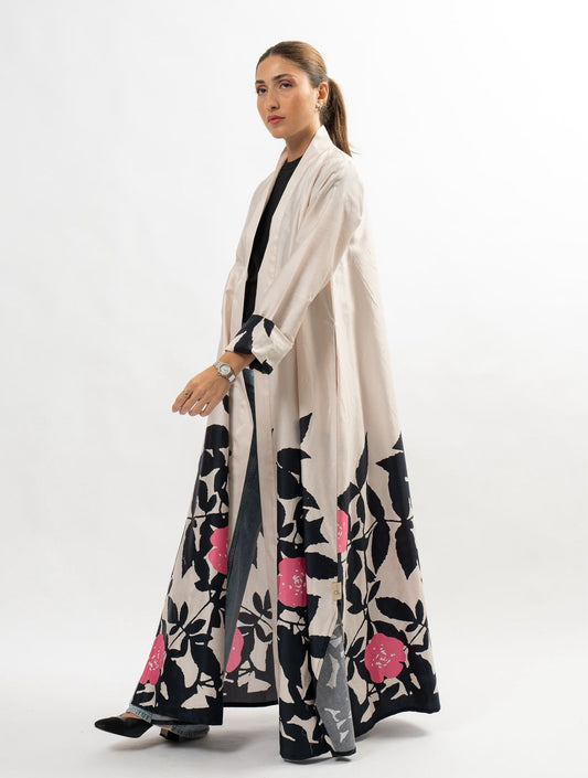 Pink & black garden Silk