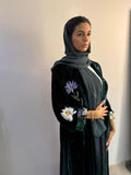 Green velvet double face Abaya