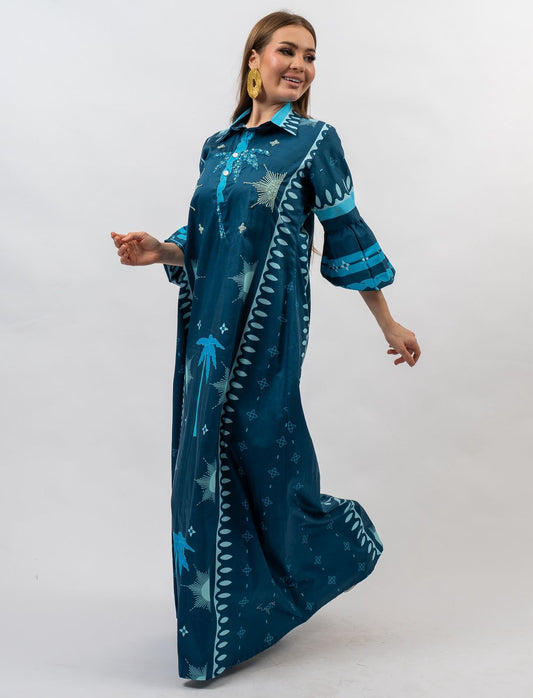 Blue palm dress
