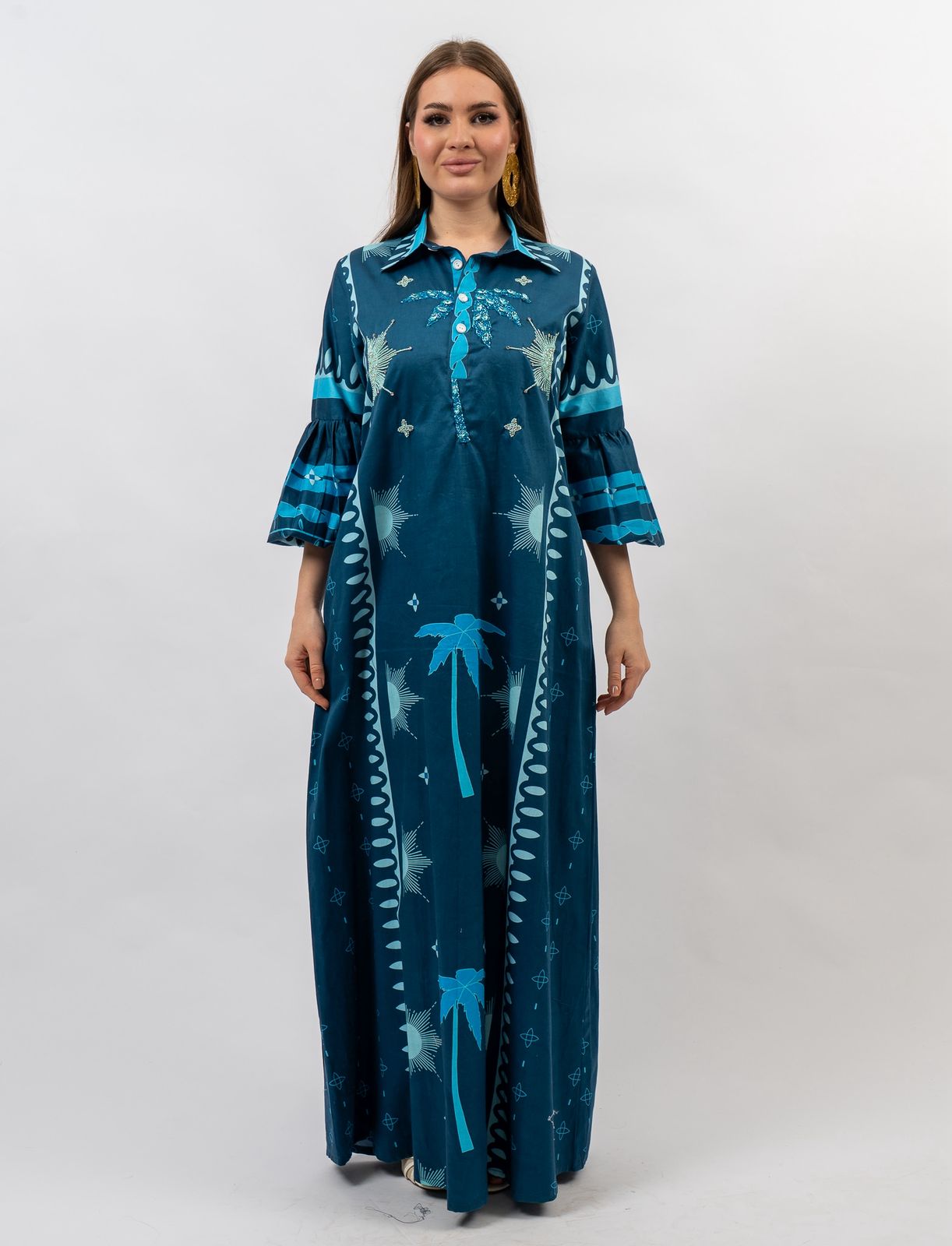 Blue palm dress