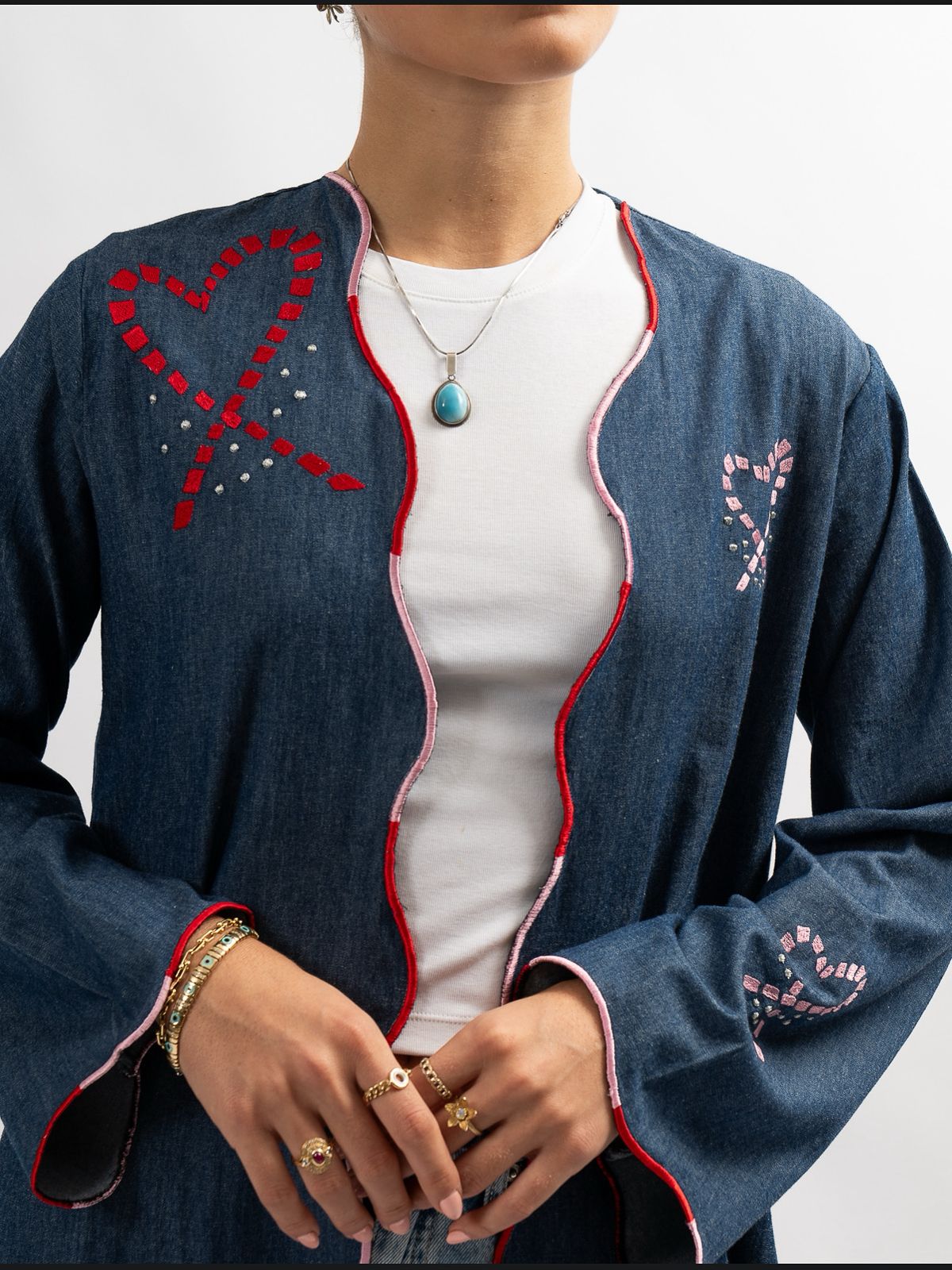 Denim heart Abaya