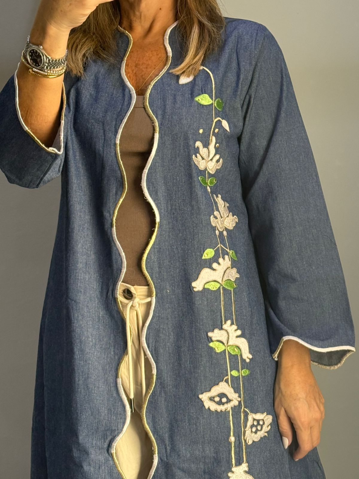 Denim heart Abaya