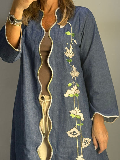 Denim heart Abaya