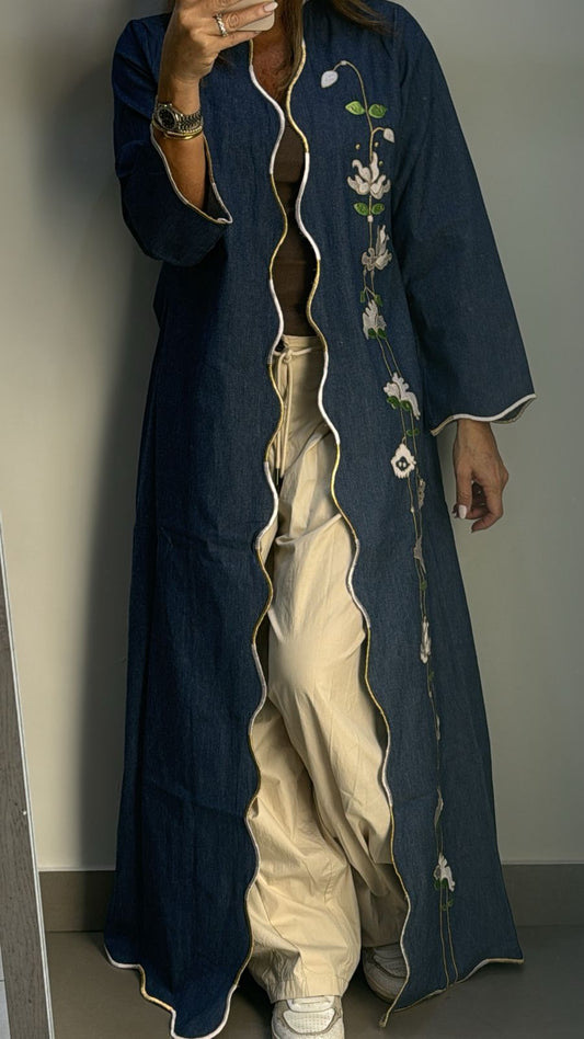 Denim heart Abaya